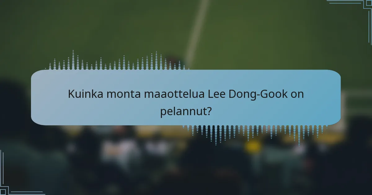 Kuinka monta maaottelua Lee Dong-Gook on pelannut?